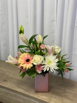 You’re peachy, arrangement $ 115.00