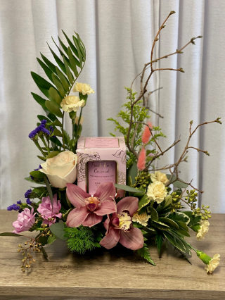 Flowers and Gift arrangement $ 75.00